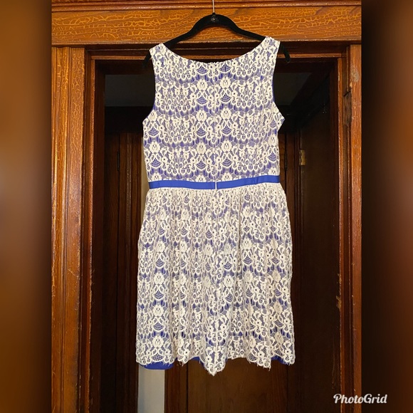Shoshanna June Lace Dress: Ivory/French Blue - Picture 7 of 9